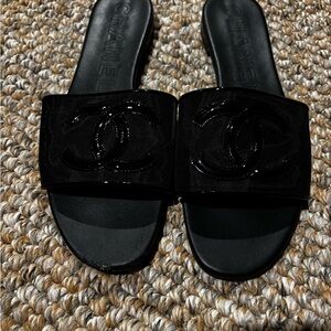 Chanel Women's Black Slide Sandals size 40.5